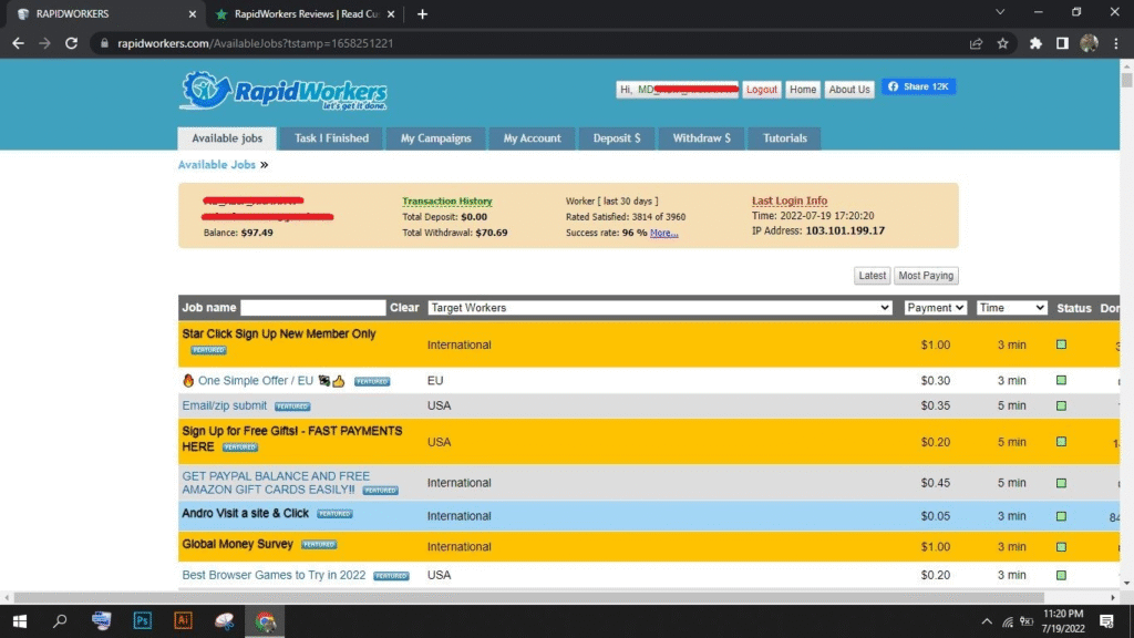 best micro task sites that pay via PayPal instantly RapidWorkers